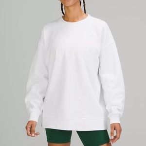 Lululemon Perfectly Oversized Crew Sweatshirt Neck Pullover Cotton Solid White